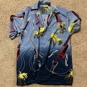 Guitar Hawaiian button shirt